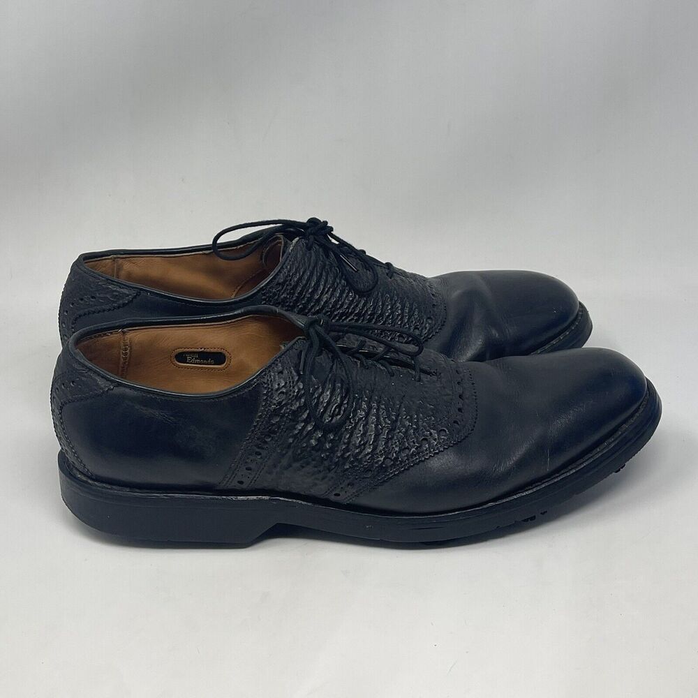 Allen Edmonds Springhill Golf Shoes Mens 9 D Black Leather Soft Spikes READ